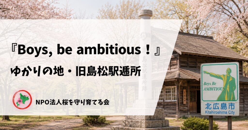 旧島松駅逓所,クラーク博士,馬上像,北広島市,NPO法人桜を守り育てる会,桜